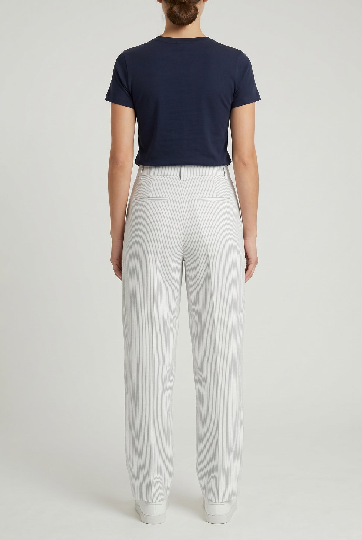 BRUNELLO CUCINELLI WOMEN'S WHITE STRIPED RELAXED TROUSERS