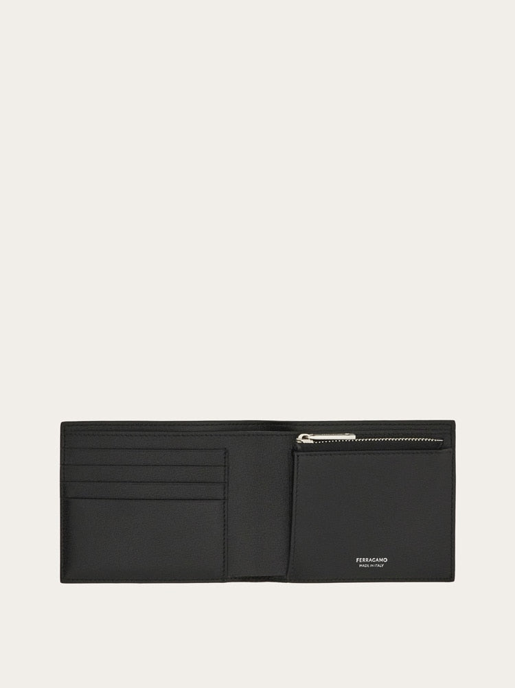 FERRAGAMO MEN'S BLACK CALF LEATHER WALLET