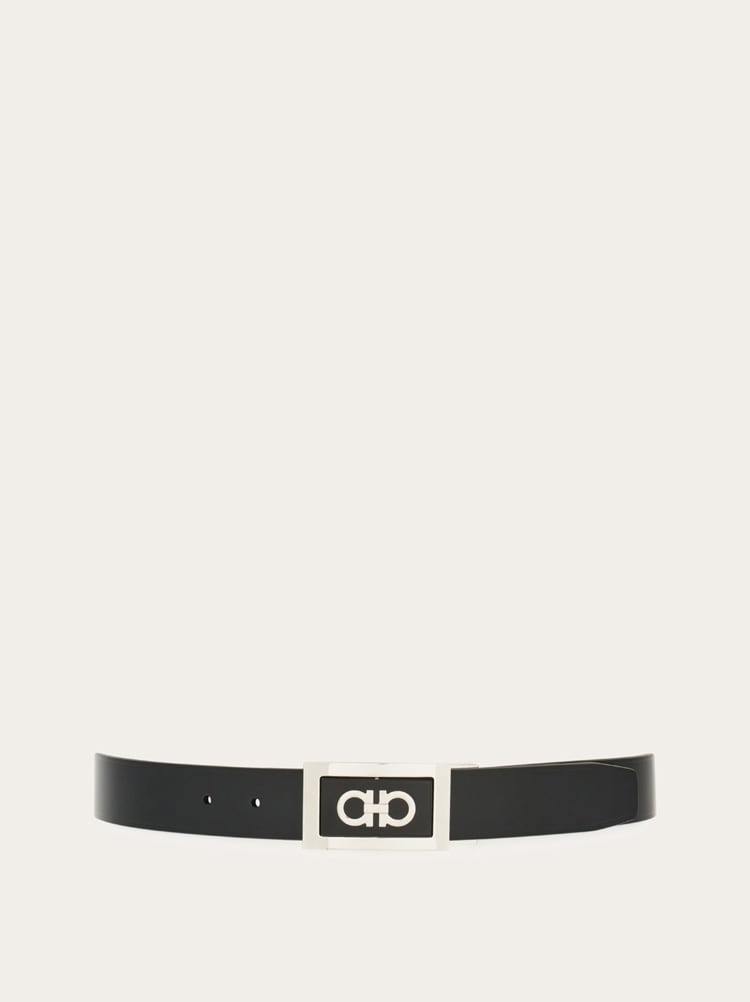 FERRAGAMO MEN'S BLACK CALF LEATHER BELT