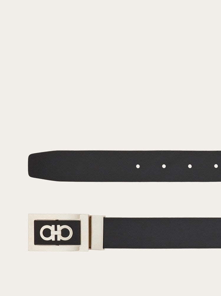 FERRAGAMO MEN'S BLACK CALF LEATHER BELT