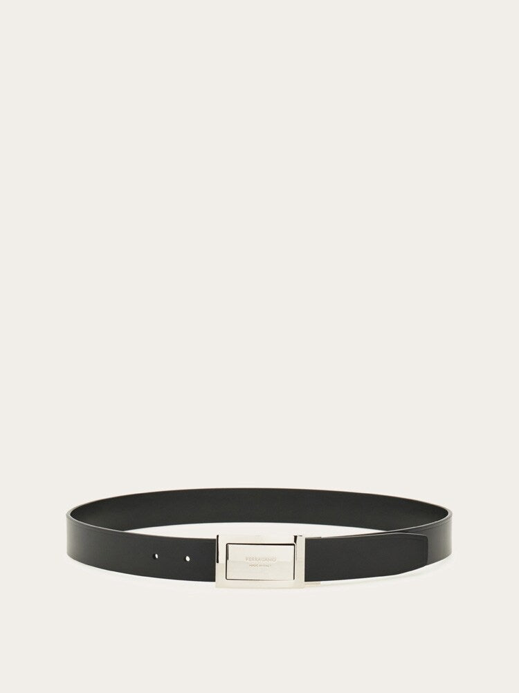 FERRAGAMO MEN'S BLACK CALF LEATHER BELT