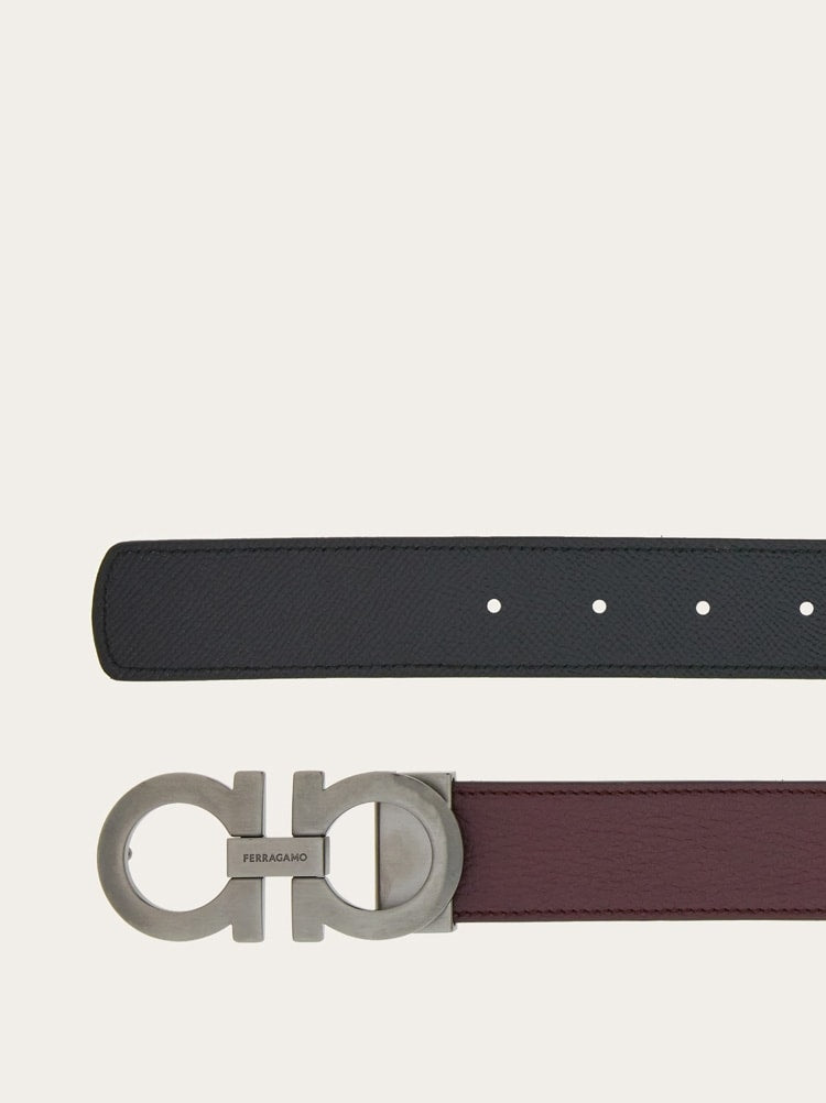 FERRAGAMO MEN'S DARK RED CALF LEATHER BELT