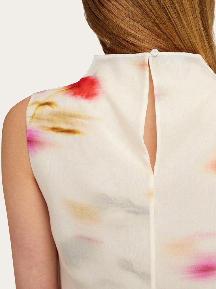 FERRAGAMO WOMEN'S WHITE SILK FLORAL DRESS