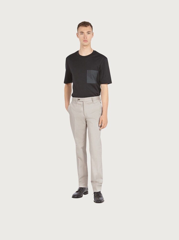 FERRAGAMO MEN'S OFF WHITE COTTON TROUSERS