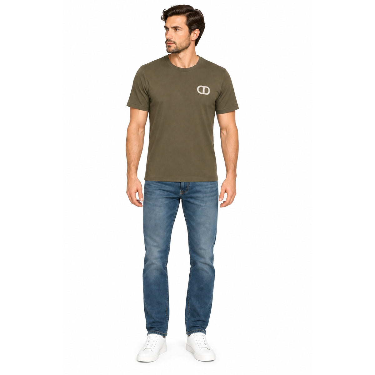 Dior Olive  CD Icon Short Sleeve T Shirt