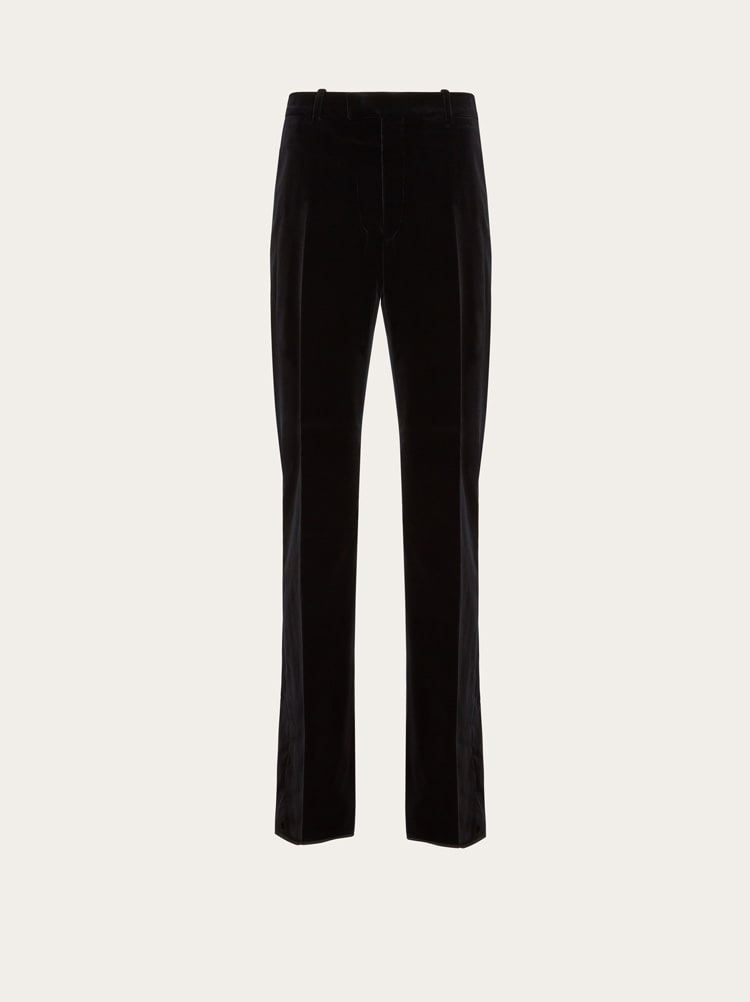 FERRAGAMO MEN'S BLACK WOOL TAILORED TROUSERS