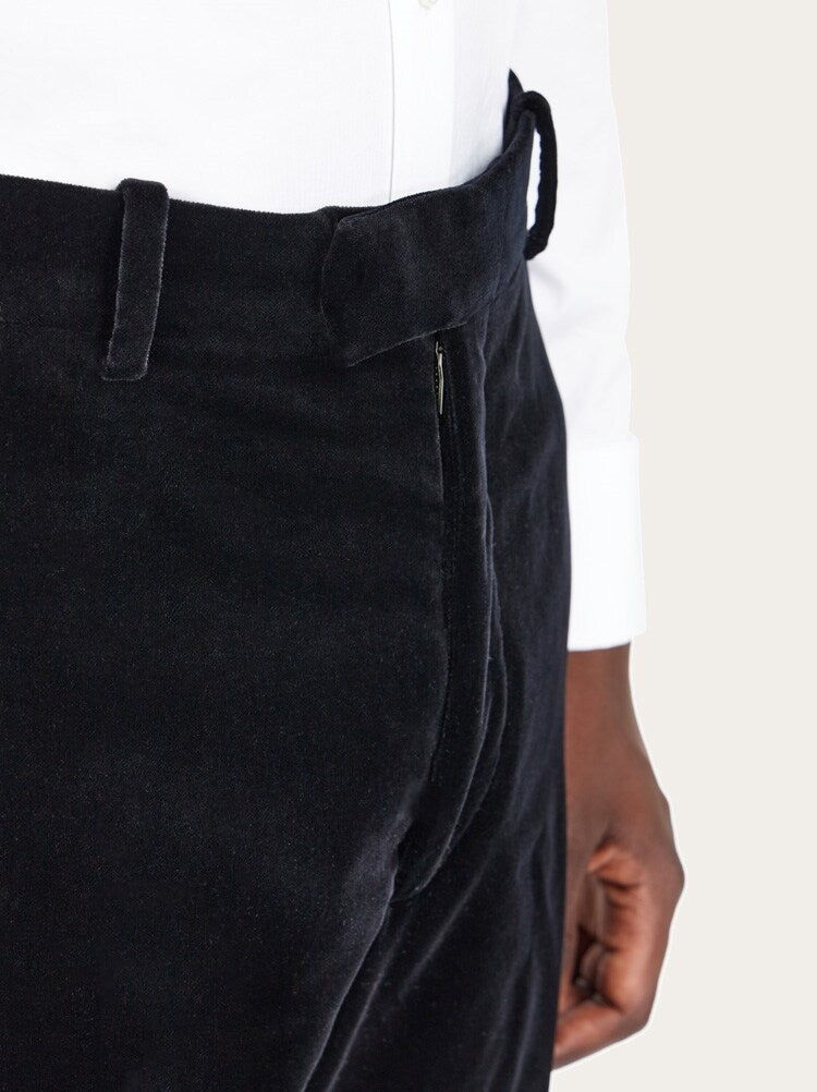 FERRAGAMO MEN'S BLACK WOOL TAILORED TROUSERS