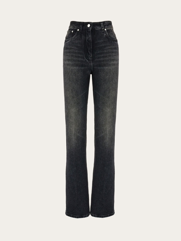 FERRAGAMO WOMEN'S BLACK STRAIGHT LEG TROUSERS