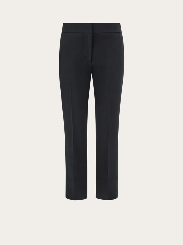FERRAGAMO WOMEN'S BLACK WOOL BLEND TROUSERS
