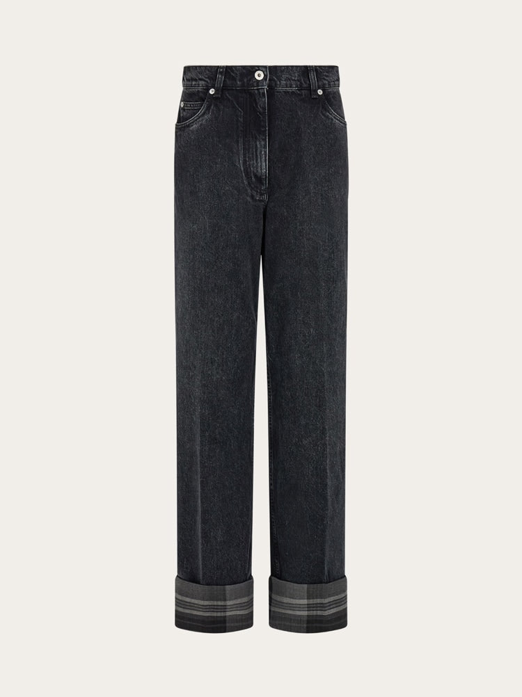 FERRAGAMO WOMEN'S BLACK STRAIGHT LEG TROUSERS