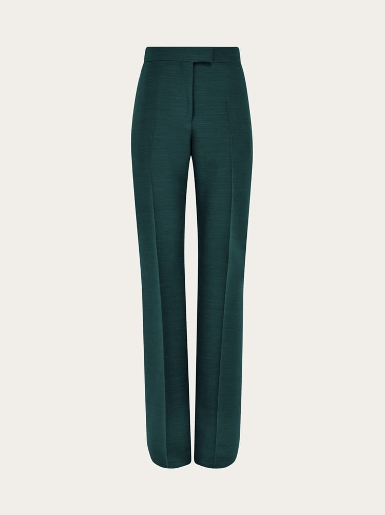 FERRAGAMO WOMEN'S DARK GREEN TAILORED TROUSERS