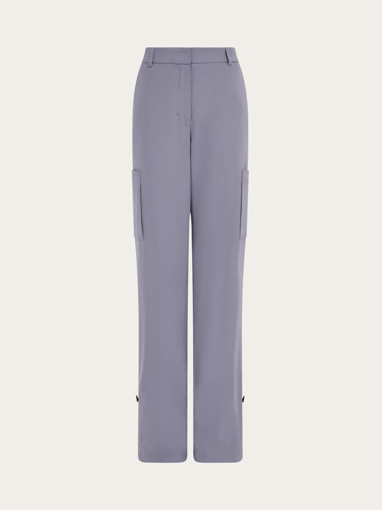 FERRAGAMO WOMEN'S LIGHT PURPLE SILK TROUSERS