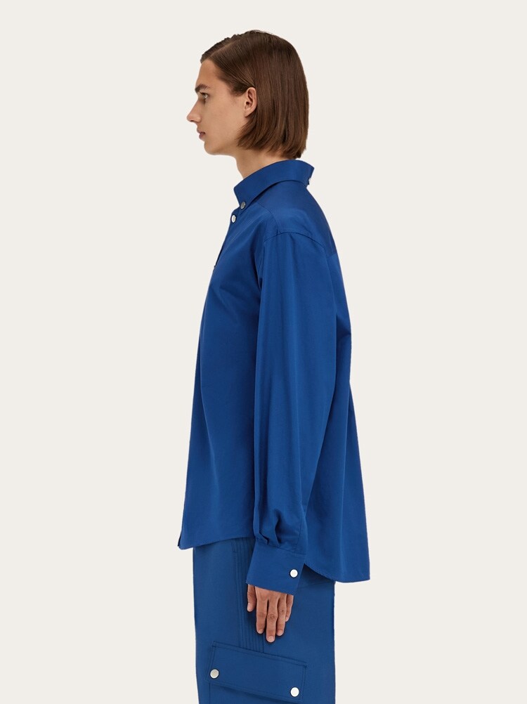 FERRAGAMO MEN'S BLUE BUTTON DOWN SHIRT