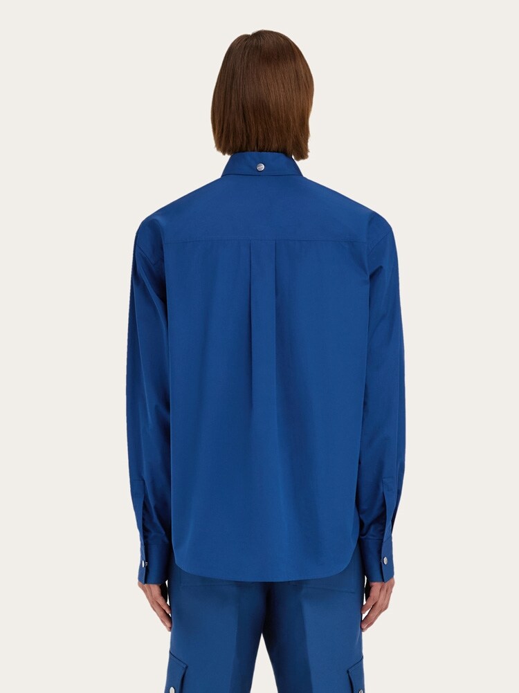 FERRAGAMO MEN'S BLUE BUTTON DOWN SHIRT