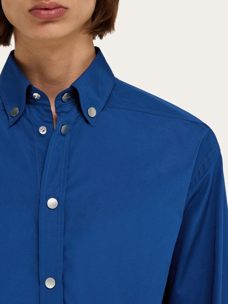 FERRAGAMO MEN'S BLUE BUTTON DOWN SHIRT