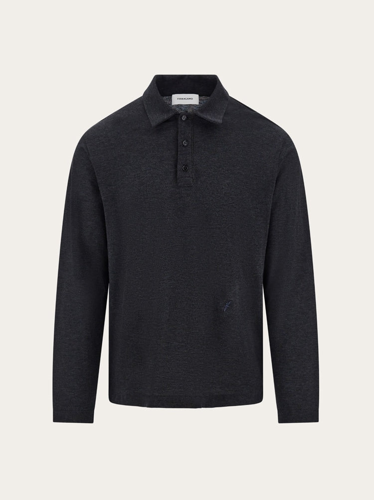 FERRAGAMO MEN'S DARK GREY LONG SLEEVE SHIRT