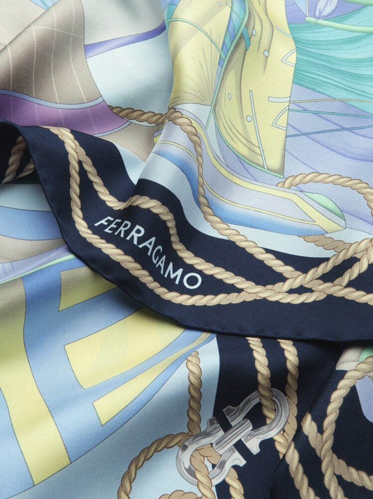 FERRAGAMO WOMEN'S MULTICOLOR SILK PRINTED SCARF