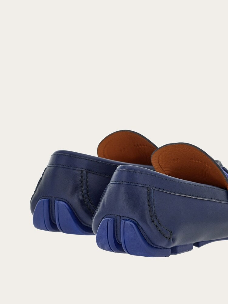 FERRAGAMO MEN'S BLUE CALF LEATHER LOAFERS