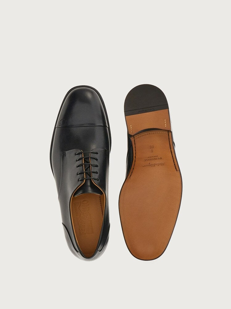 FERRAGAMO MEN'S BLACK CALF LEATHER SHOES