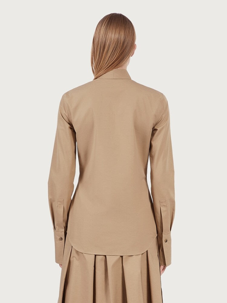 FERRAGAMO WOMEN'S BEIGE COTTON FITTED SHIRT