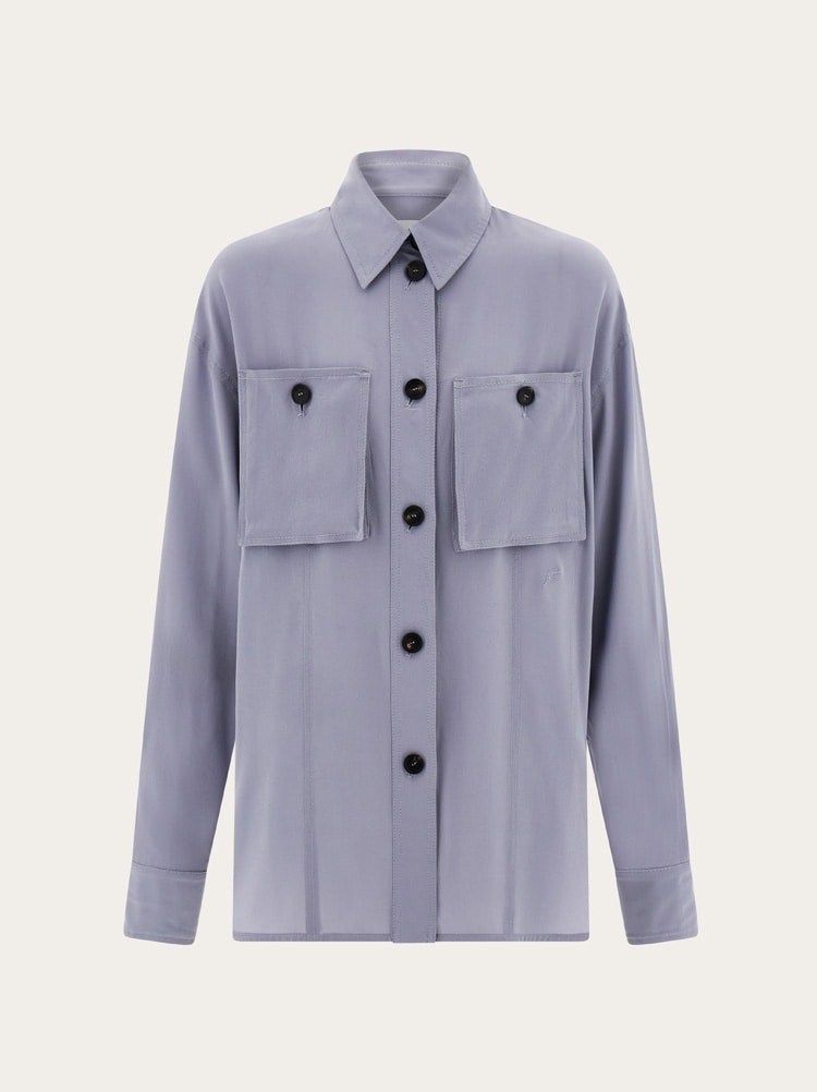 FERRAGAMO WOMEN'S LAVENDER SILK OVERSIZED SHIRT