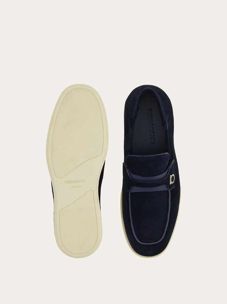 FERRAGAMO MEN'S NAVY SUEDE LOAFER SHOES