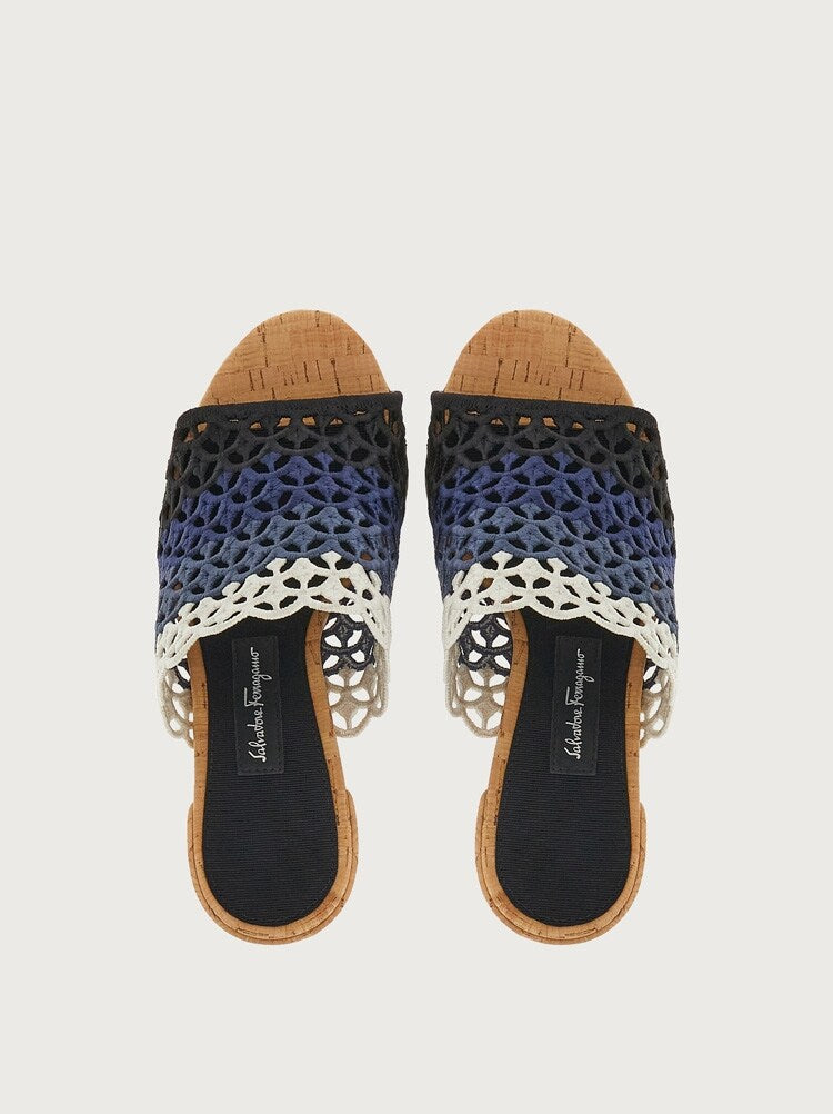 FERRAGAMO WOMEN'S MULTICOLOR FABRIC PLATFORM SHOES