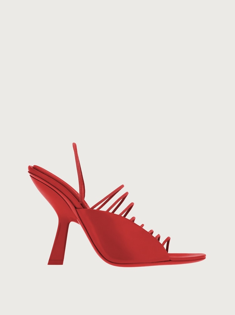 FERRAGAMO WOMEN'S RED STRAPPY HIGH HEEL SHOES