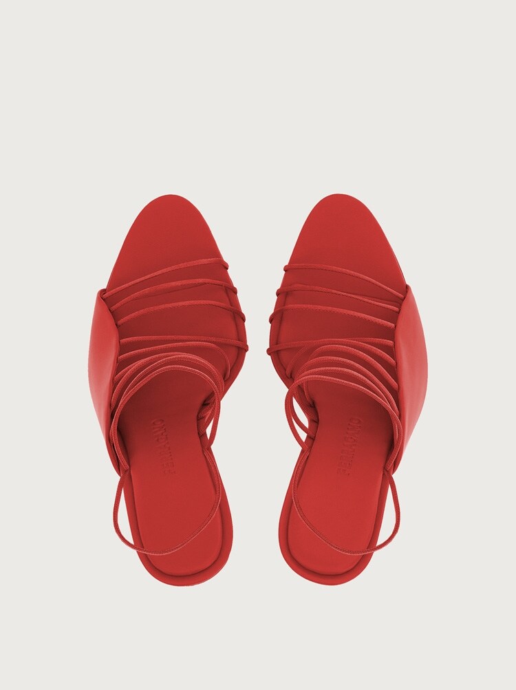FERRAGAMO WOMEN'S RED STRAPPY HIGH HEEL SHOES