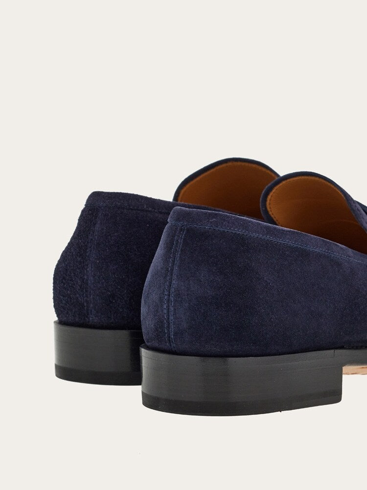 FERRAGAMO MEN'S NAVY SUEDE PENNY LOAFER