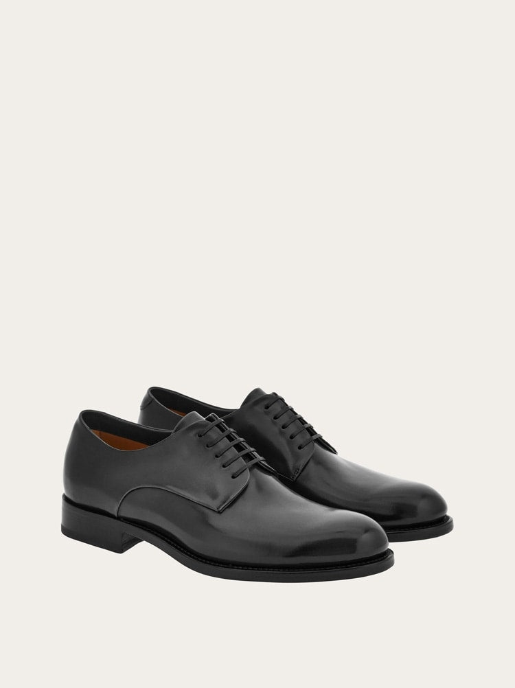 FERRAGAMO MEN'S BLACK CALF LEATHER SHOES