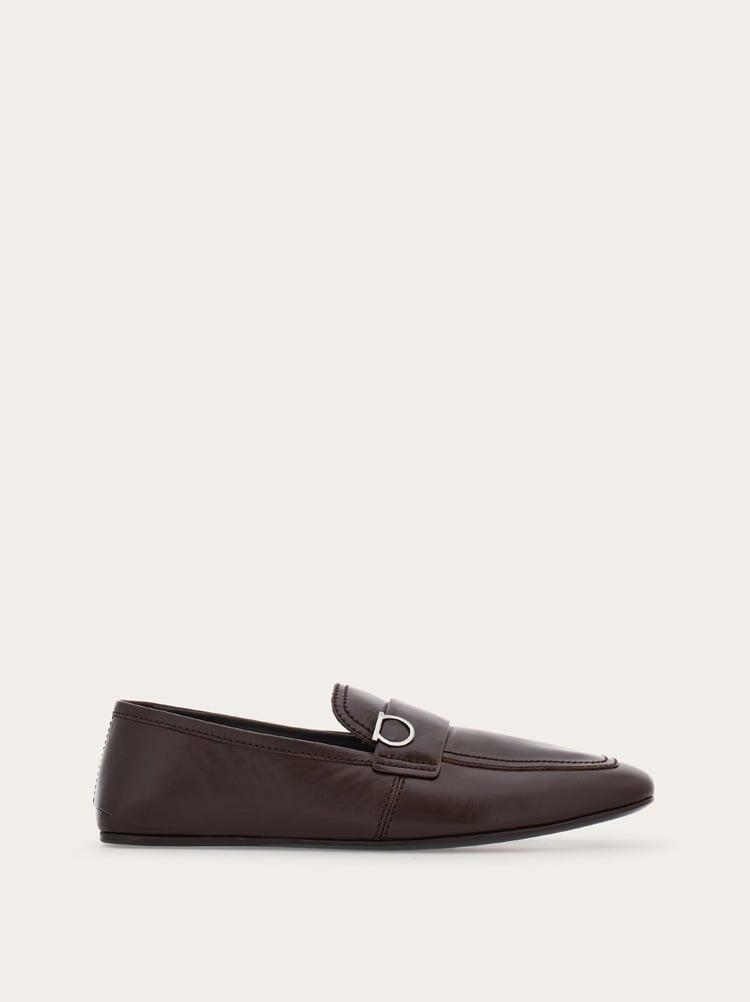 FERRAGAMO MEN'S DARK BROWN CALF LEATHER LOAFERS