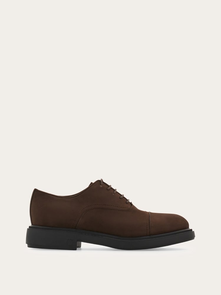 FERRAGAMO MEN'S BROWN CALF LEATHER SHOES