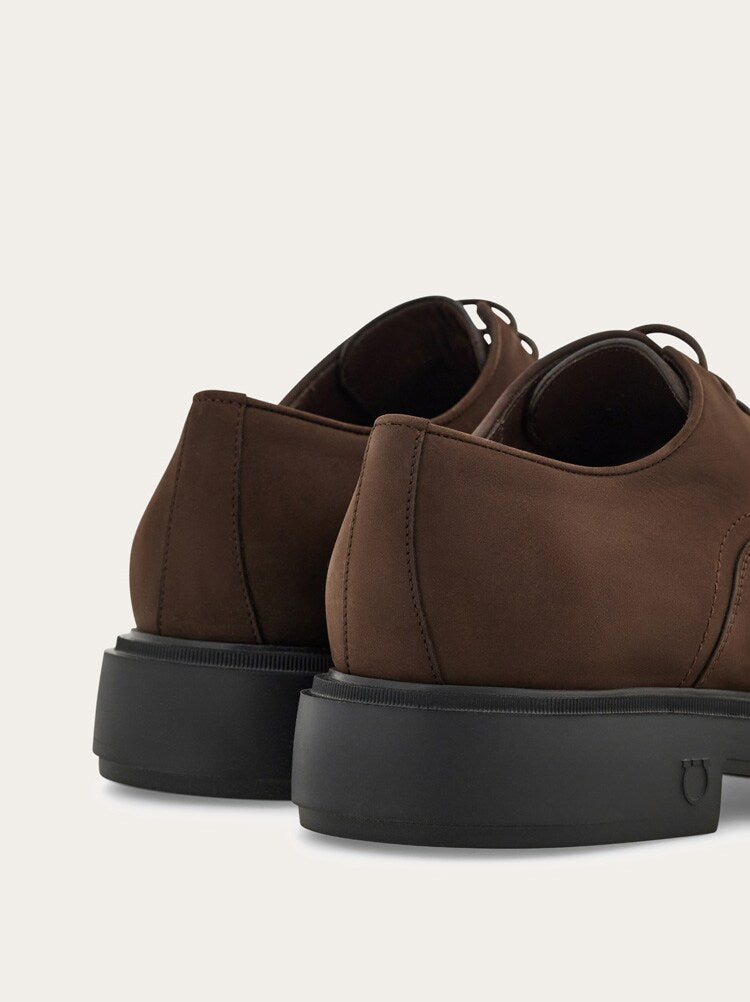 FERRAGAMO MEN'S BROWN CALF LEATHER SHOES