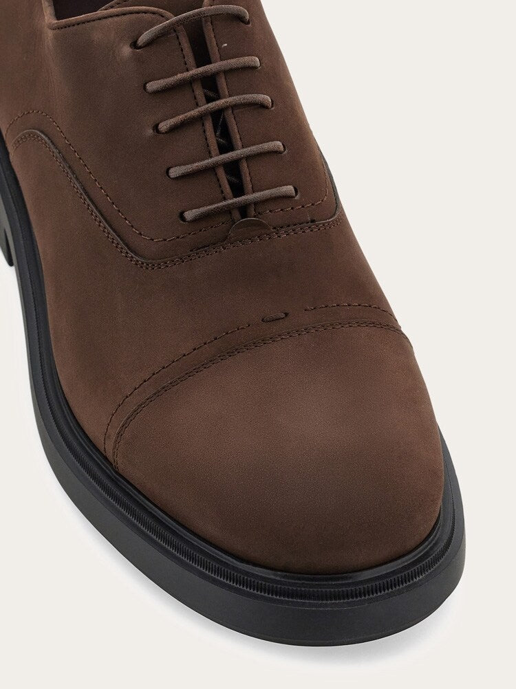 FERRAGAMO MEN'S BROWN CALF LEATHER SHOES