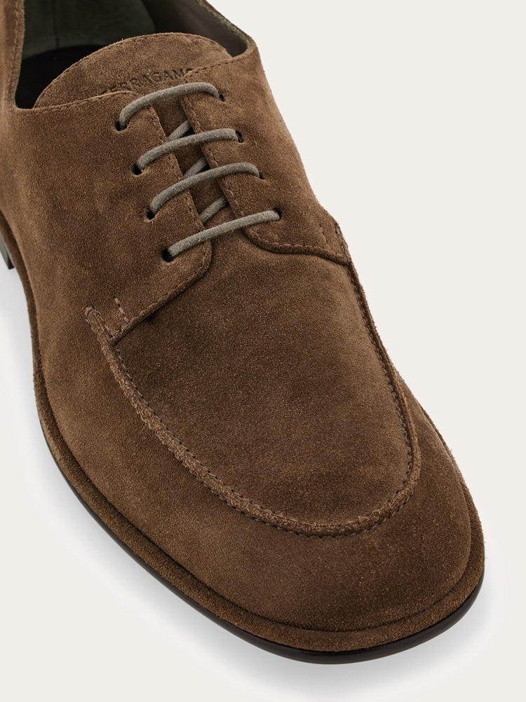 FERRAGAMO MEN'S BROWN SUEDE LACE UP SHOES