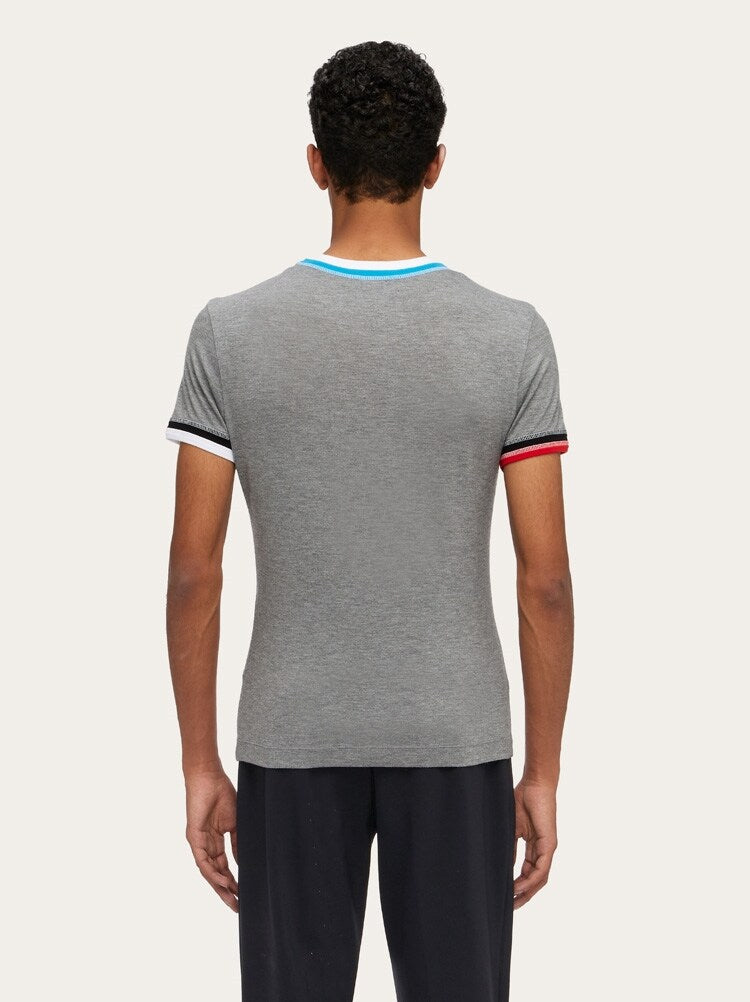 FERRAGAMO MEN'S GREY SHORT SLEEVE SWEATER