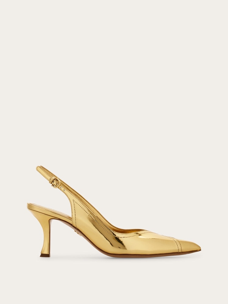 FERRAGAMO WOMEN'S GOLD LEATHER SLINGBACK SHOES