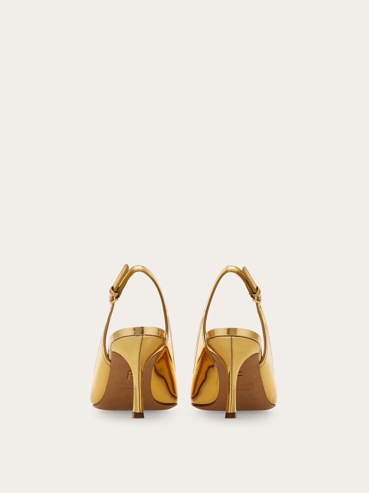 FERRAGAMO WOMEN'S GOLD LEATHER SLINGBACK SHOES