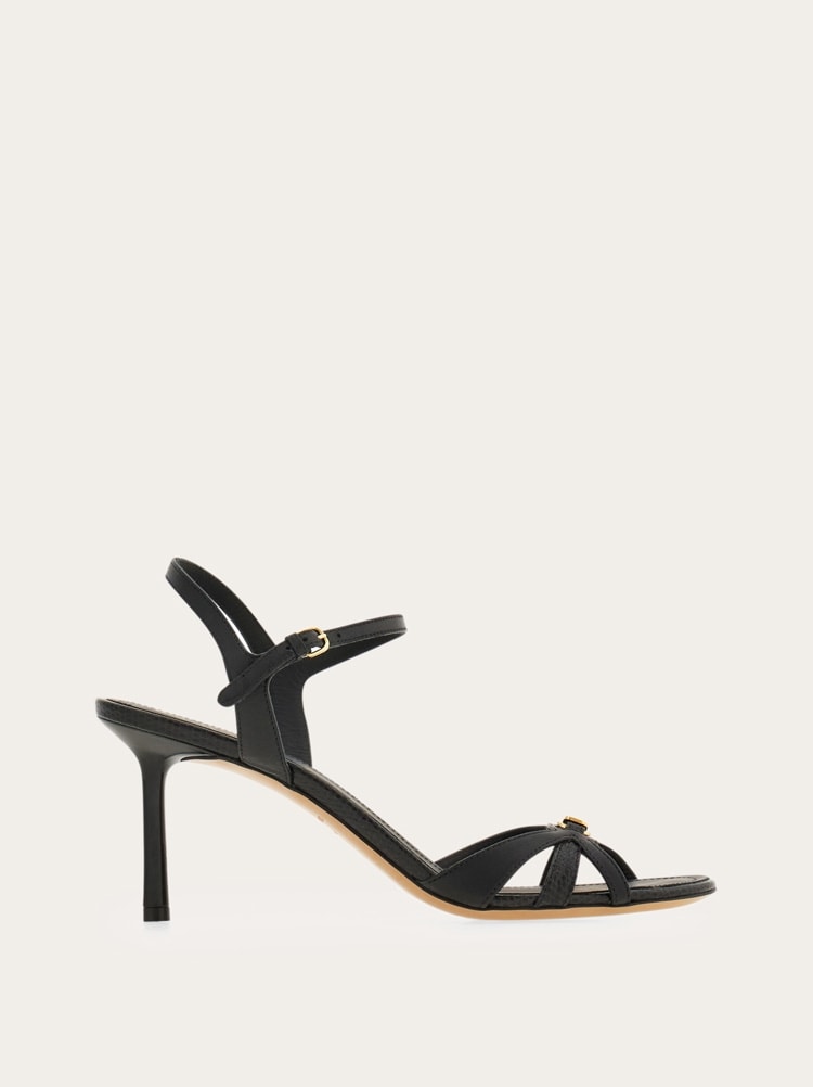 FERRAGAMO WOMEN'S BLACK LAMBSKIN STRAPPY SHOE