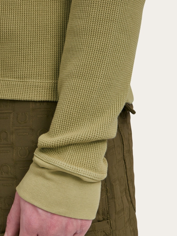 FERRAGAMO MEN'S LIGHT GREEN COTTON SWEATER