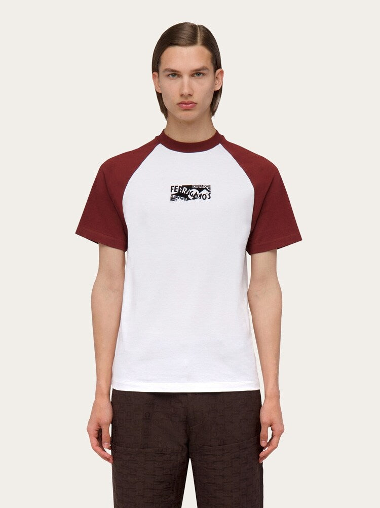 FERRAGAMO MEN'S WHITE CONTRAST RAGLAN SWEATER