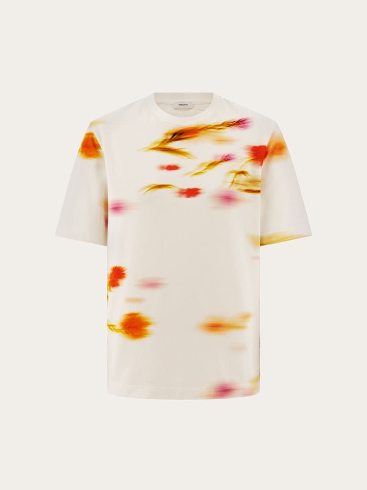 FERRAGAMO WOMEN'S OFF WHITE PRINTED COTTON SWEATER