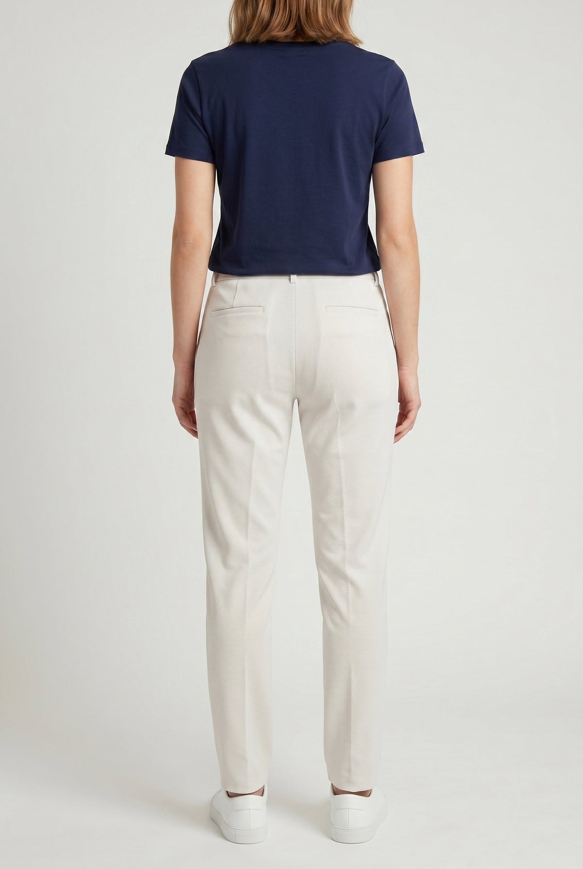 BRUNELLO CUCINELLI WOMEN'S OFF WHITE TAILORED COTTON TROUSERS