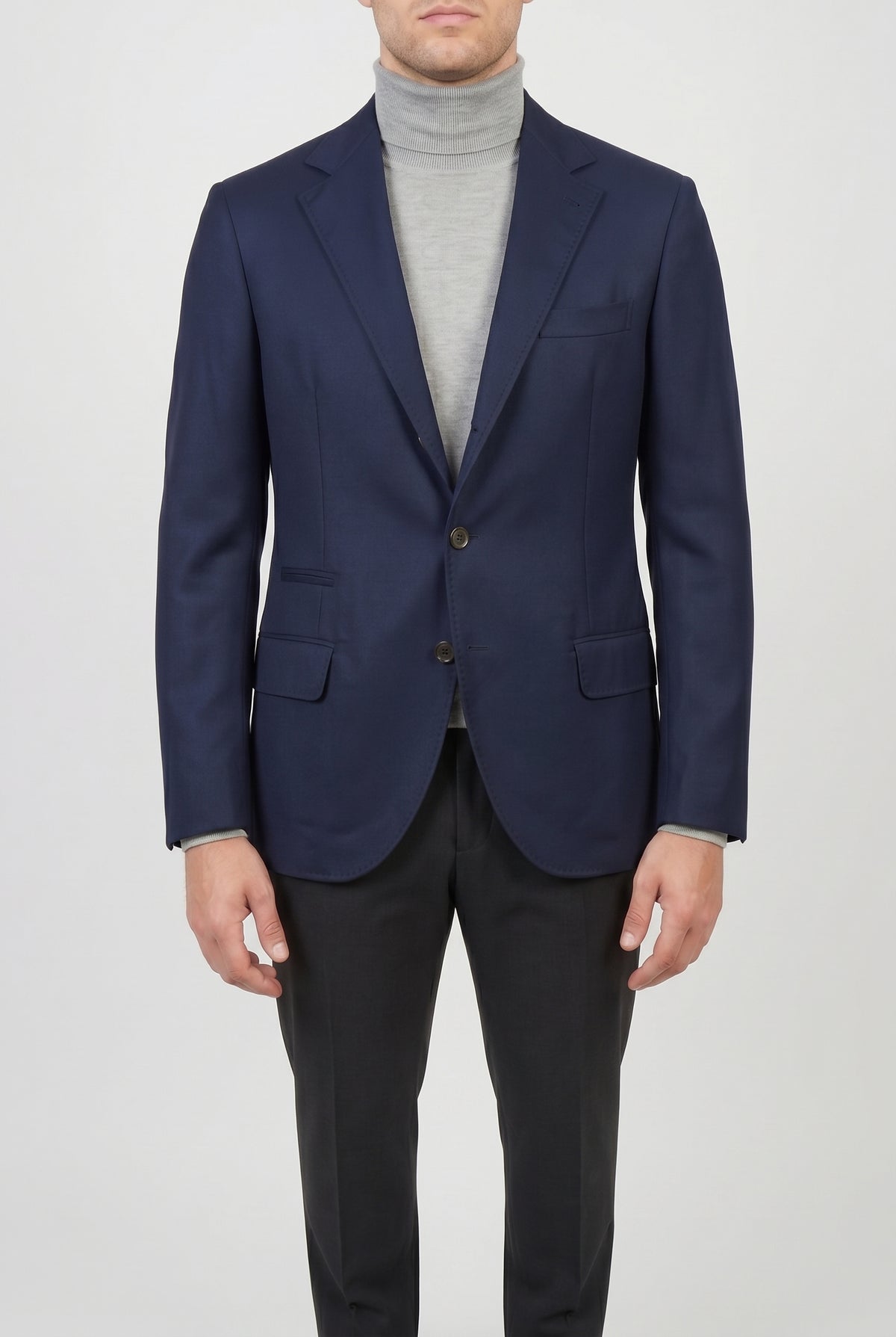 BRUNELLO CUCINELLI MEN'S NAVY CASHMERE TAILORED BLAZER