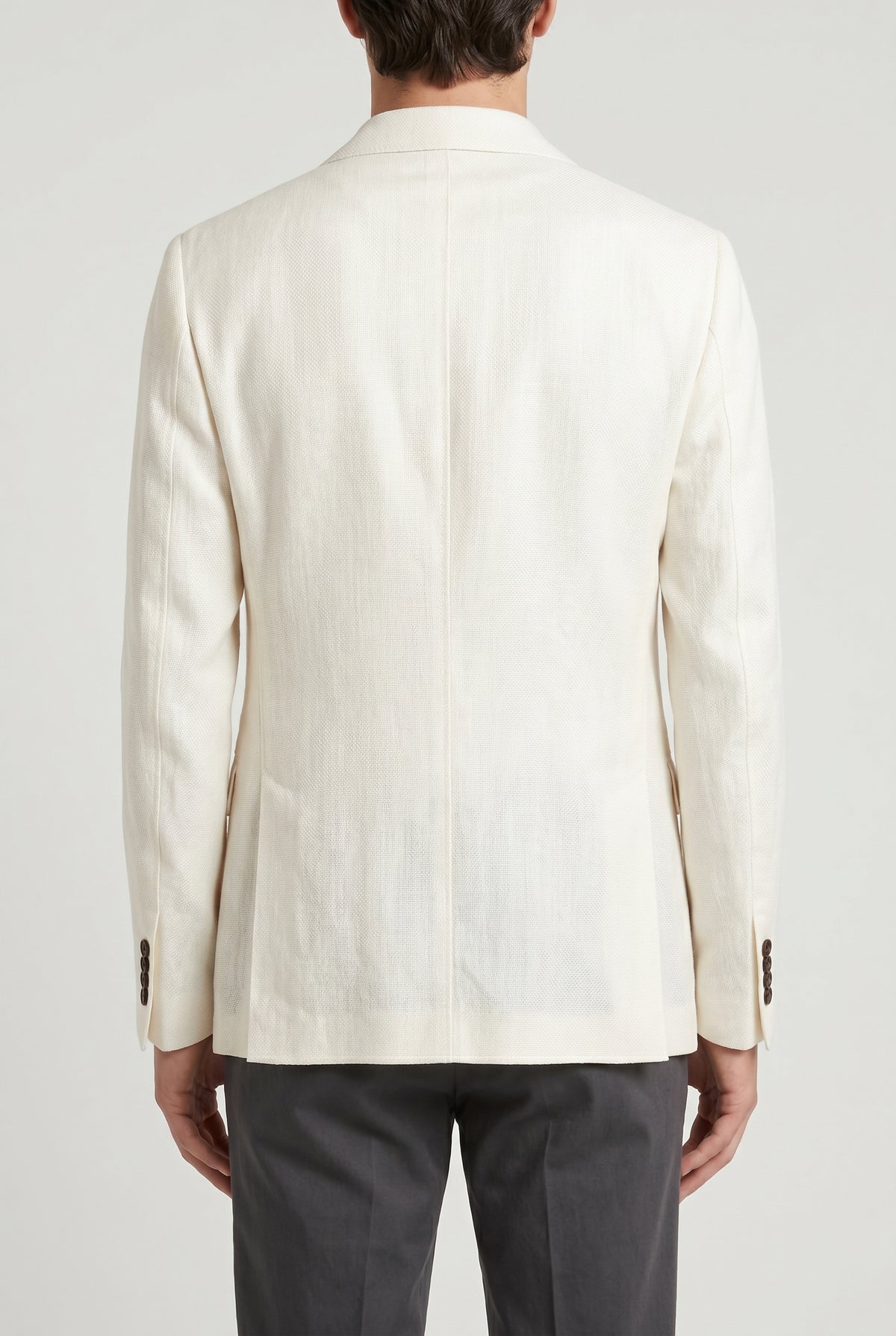BRUNELLO CUCINELLI MEN'S OFF WHITE LINEN SILK BLAZER