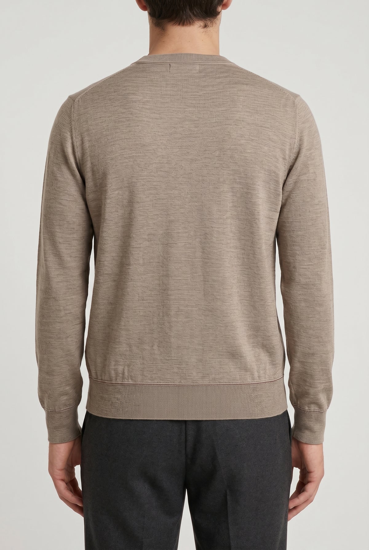 BRUNELLO CUCINELLI MEN'S BEIGE CASHMERE SILK SWEATER