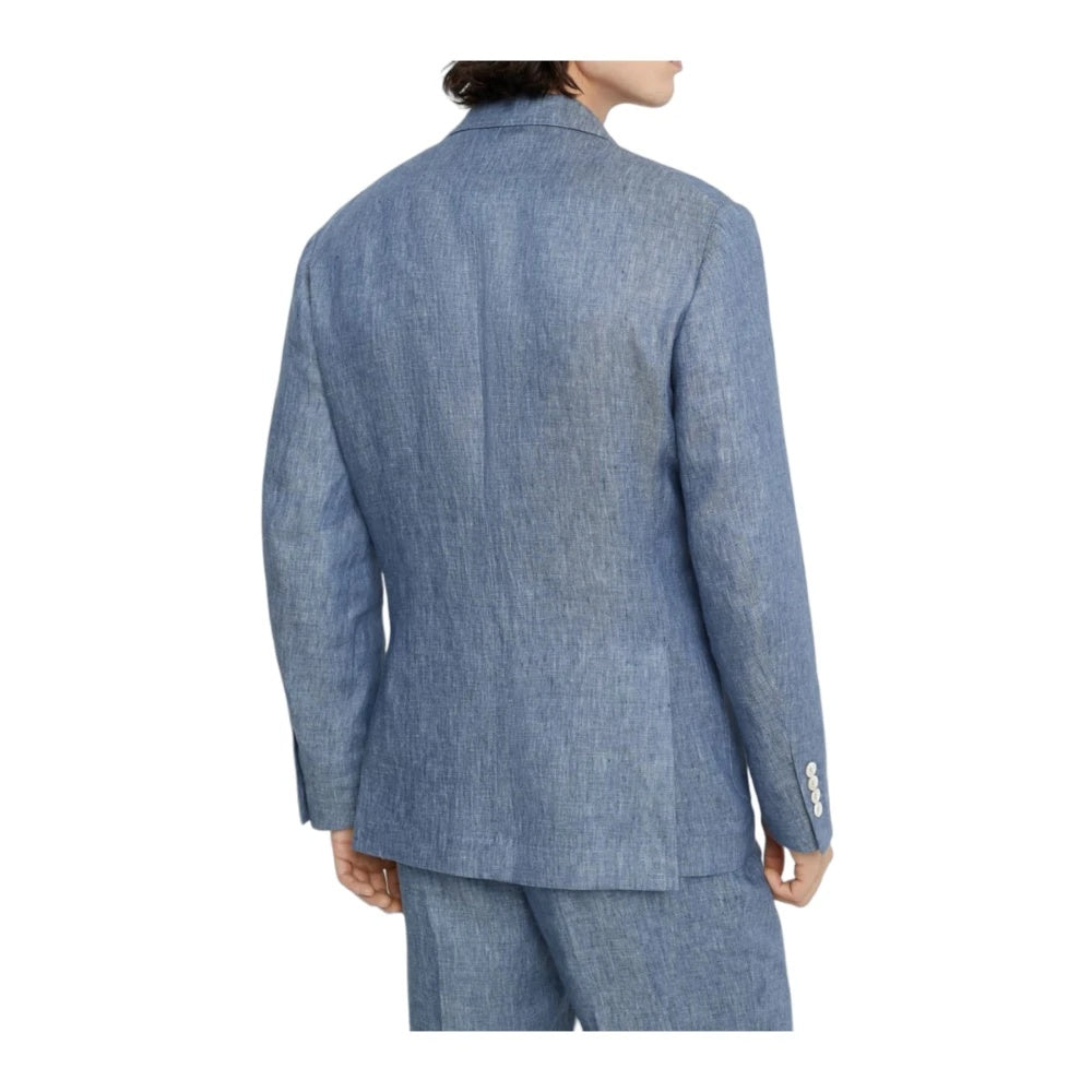 BRUNELLO CUCINELLI MEN'S LIGHT BLUE TAILORED BLAZER