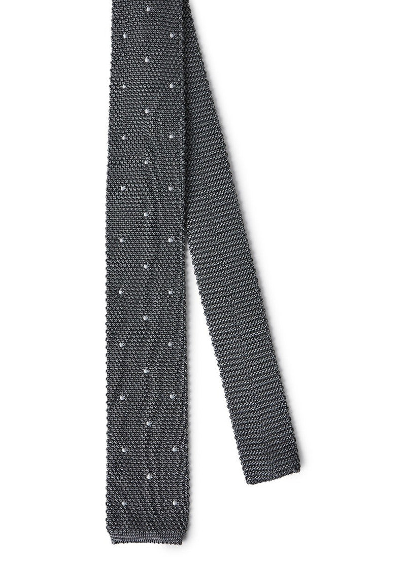 BRUNELLO CUCINELLI MEN'S GREY SILK KNIT TIE