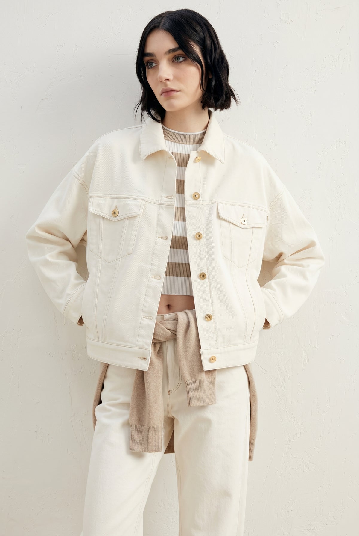 BRUNELLO CUCINELLI WOMEN'S OFF WHITE COTTON JACKET